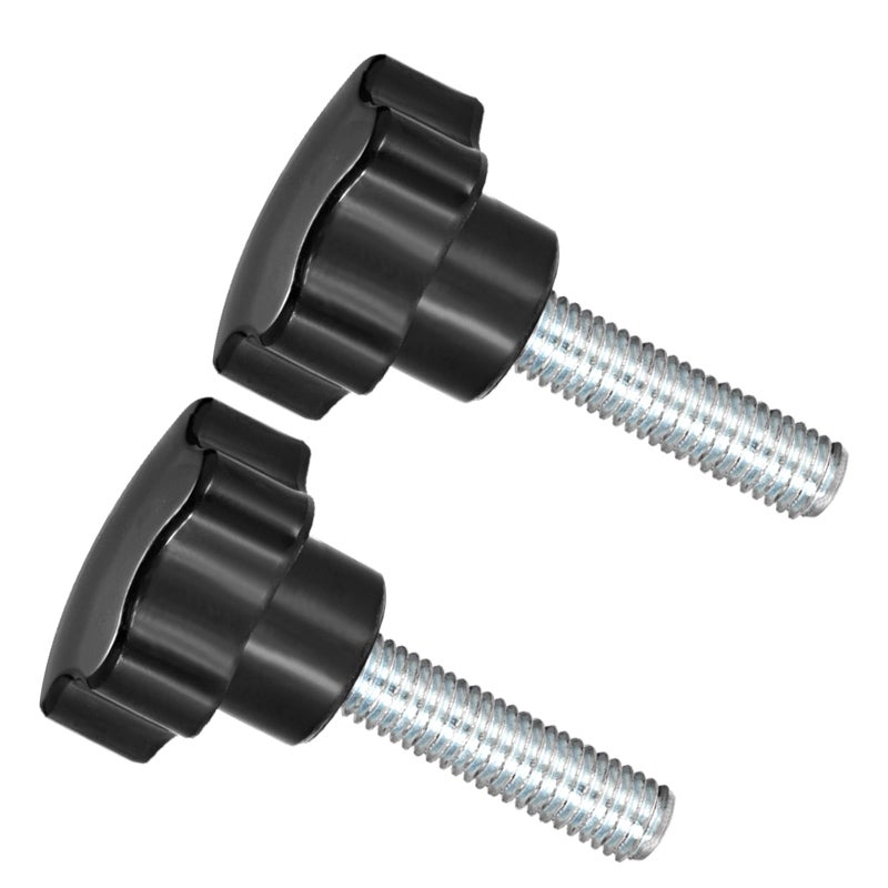 مقابض تثبيت نجمة CoCud، M10 × 40 مم رأس ذكر 48 مم، مقابض يدوية برغي إبهام بلاستيكي، مسمار ملولب أسود - (التطبيقات: لآلات المخرطة)، قطعتان - Image 1